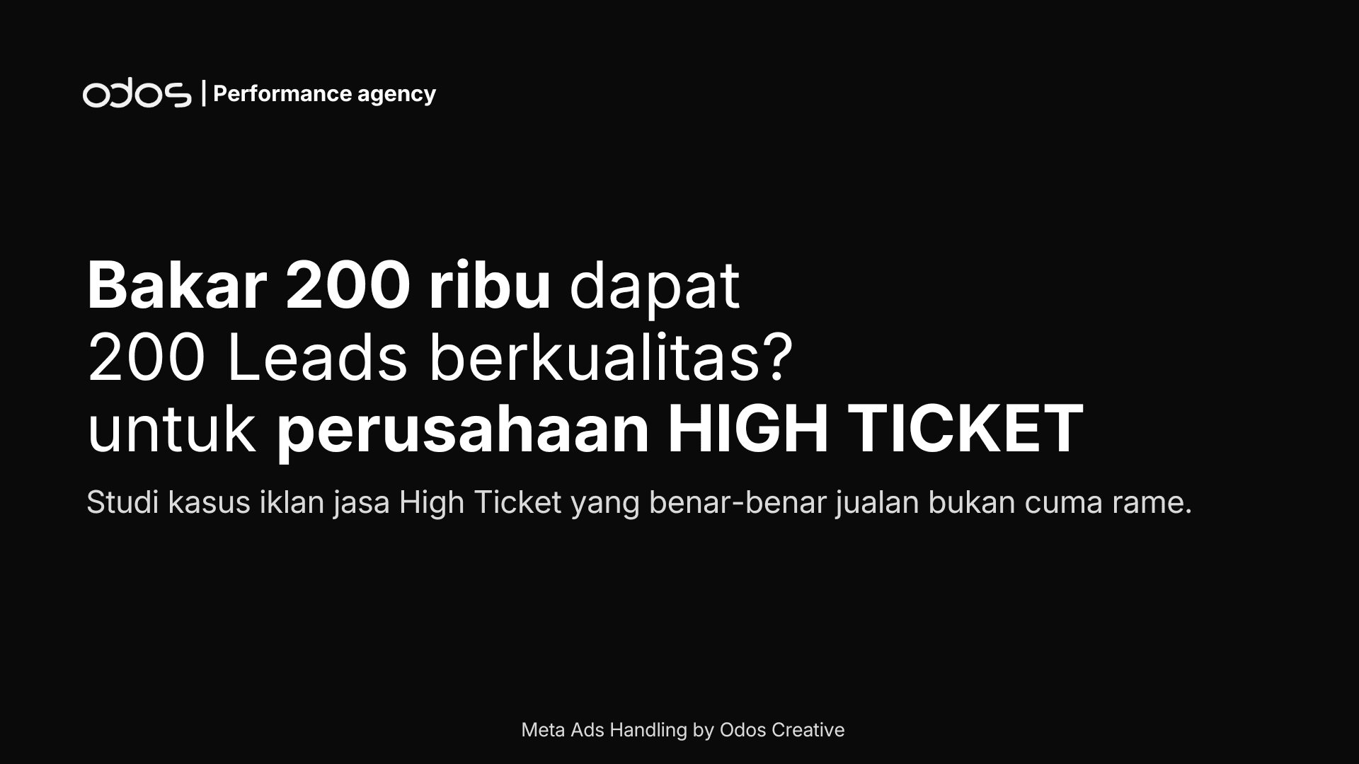 Meta Ads — High Ticket Leads — Performance Ads